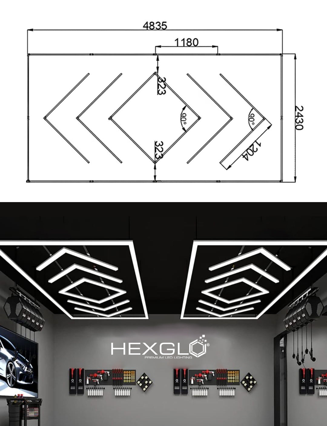 Hexglo Diamond Series Modular Lighting Systems With Border
