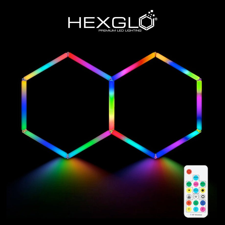 Hexglo 2 Piece RGB Hexagon Modular LED Lighting Kit