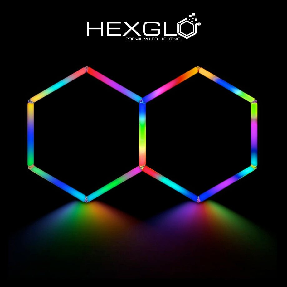 Hexglo 2 Piece RGB Hexagon Modular LED Lighting Kit