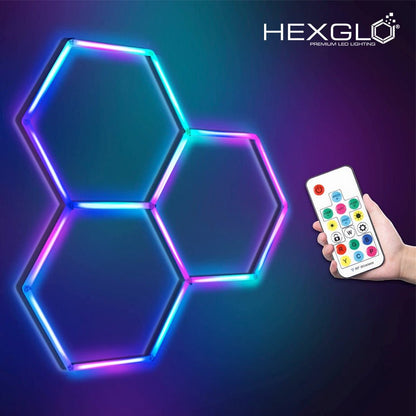 Hexglo 3 Piece RGB Hexagon Modular LED Lighting Kit