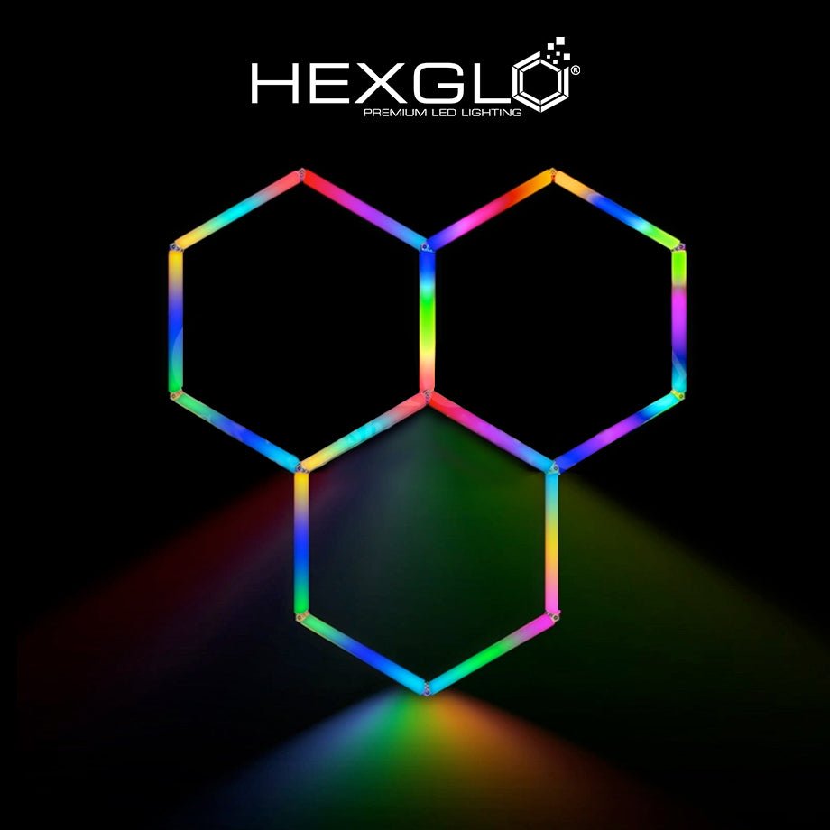 Hexglo 3 Piece RGB Hexagon Modular LED Lighting Kit