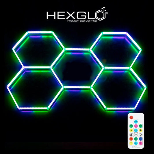 Hexglo 5 Piece RGB Hexagon Modular LED Lighting Kit