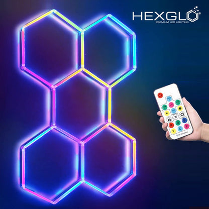 Hexglo 5 Piece RGB Hexagon Modular LED Lighting Kit